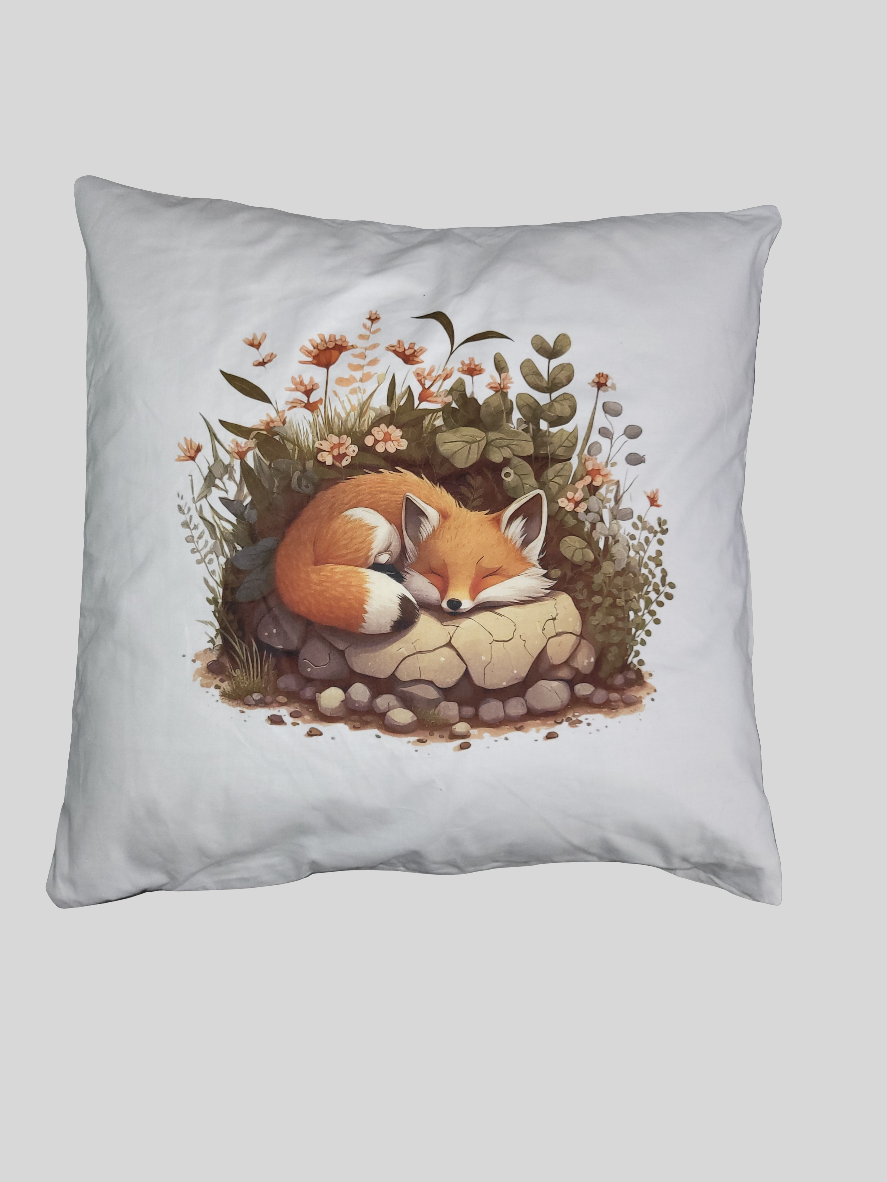 Kissen "schlafender Fuchs" weiß