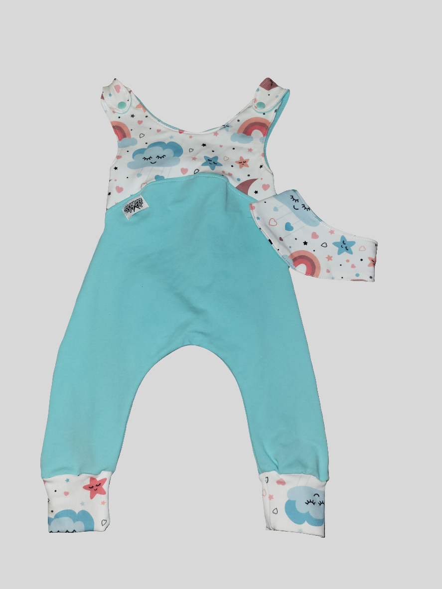 Strampler "Wolken türkis" Größe 68-74
