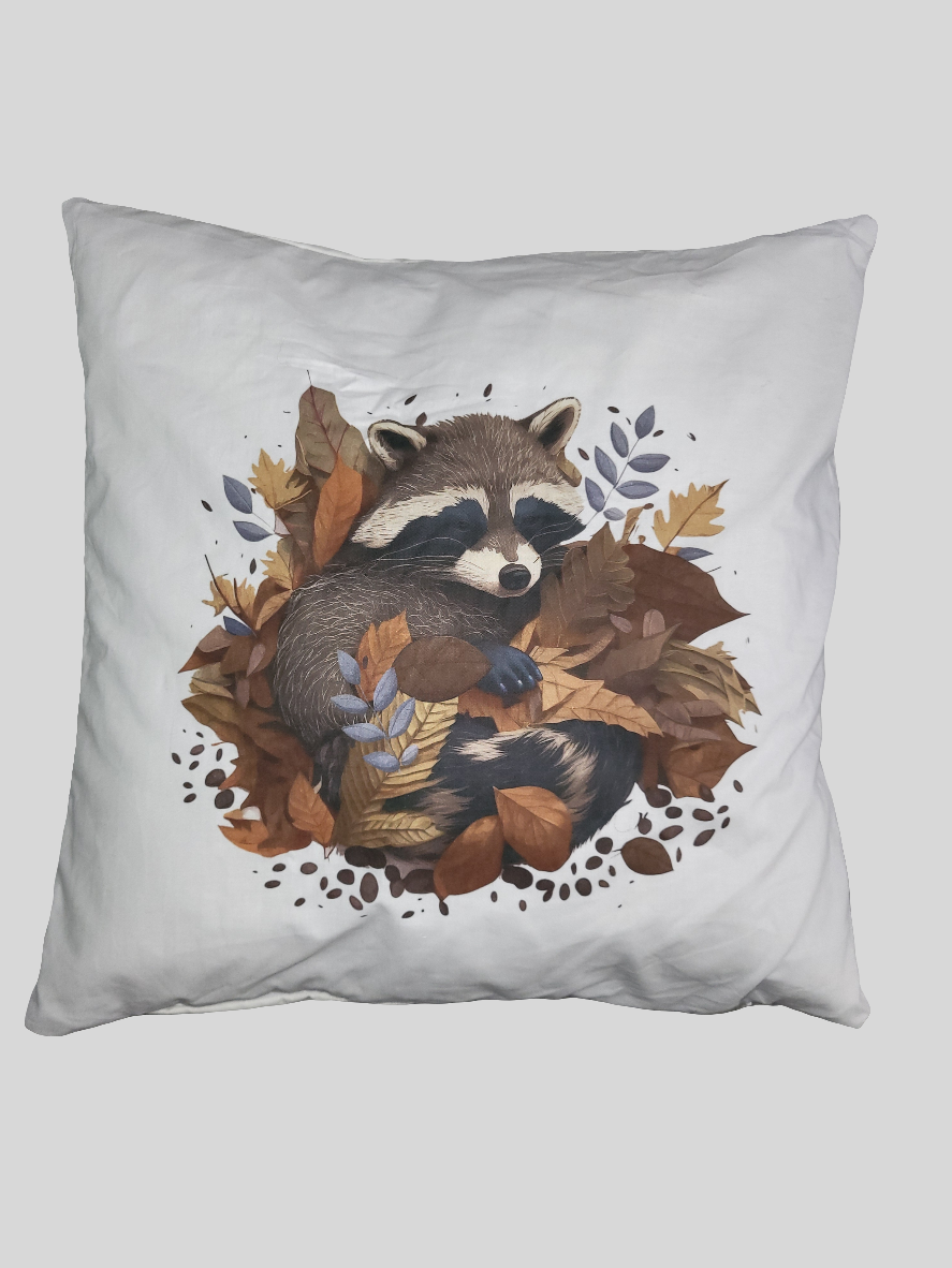 Kissen "Waschbär" weiß