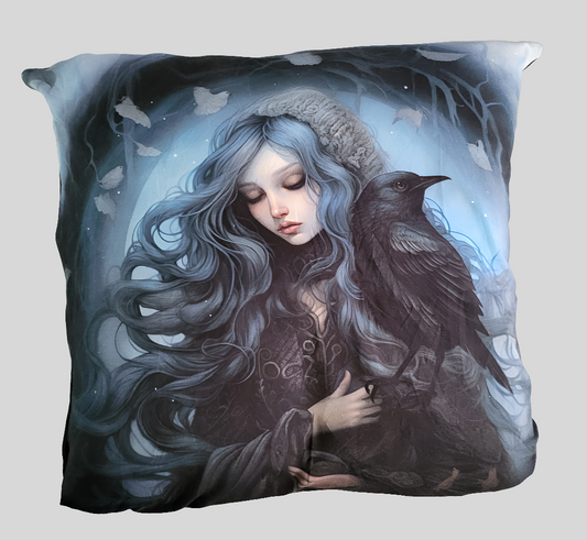Kissen "Rabenmädchen" schwarz