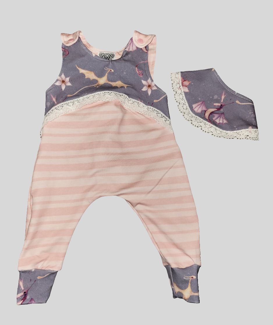 Strampler-Set "Drache grau" Größe 56-62