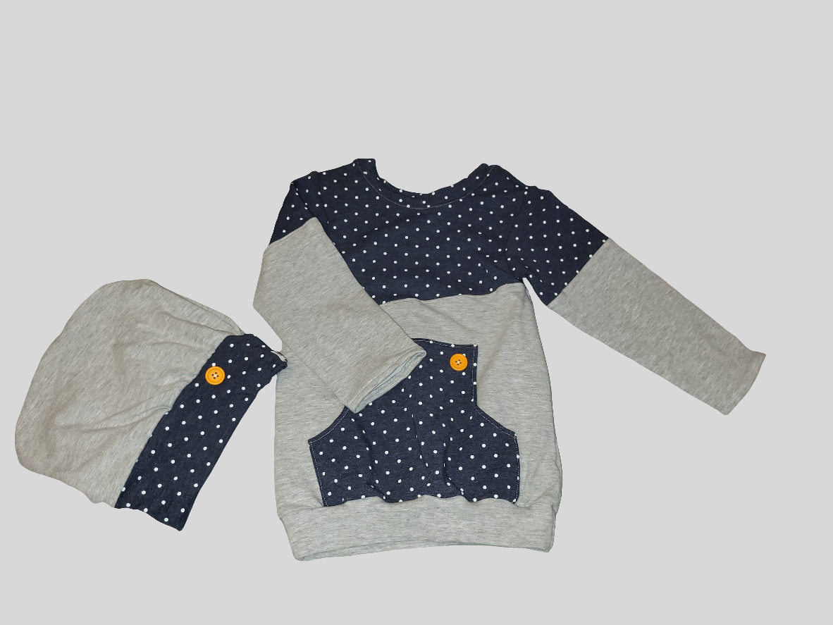 Pulli "Punkte grau" Größe 104-110