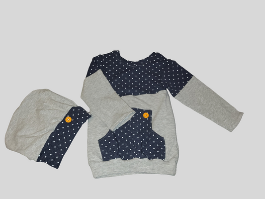 Pulli "Punkte grau" Größe 104-110