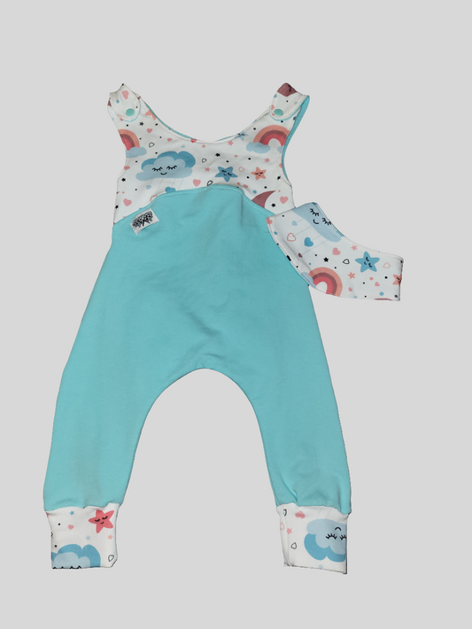 Strampler "Wolken türkis" Größe 68-74